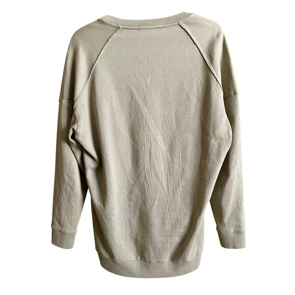 Allsaints Tala Sweat V Neck Sweatshirt Tunic Size XS tan Beige Cotton High Low - Picture 2 of 7